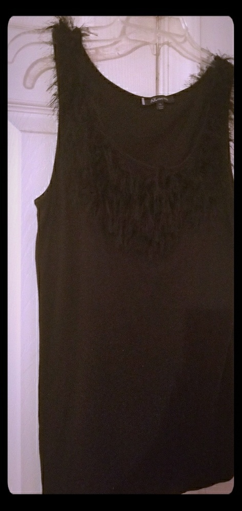 SOLD! Ostrich feather- like trim blouse